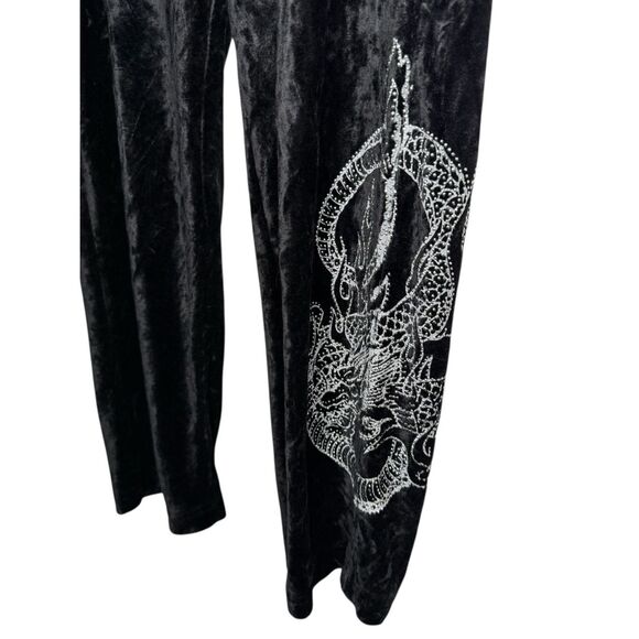 BCBG Maxazria Women’s Large Velour Tracksuit Black Matching Set Rhinestones Y2K - Picture 9 of 12